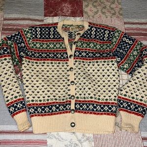Vintage Nordic Norway ladies cardigan wool sweater Husfliden